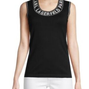 Karl Lagerfeld Black and White Logo Tank Top
